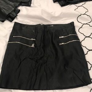 Black faux leather skirt